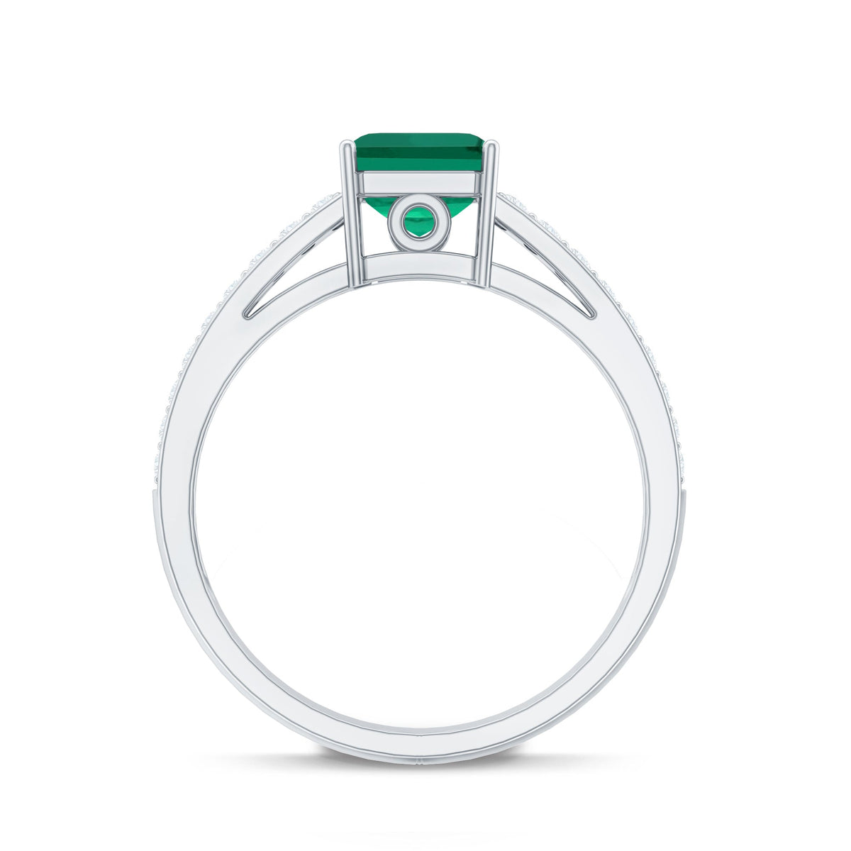 Princess Cut Emerald Ring – 6 Carat Lab Created Emerald with Diamond Side Stones