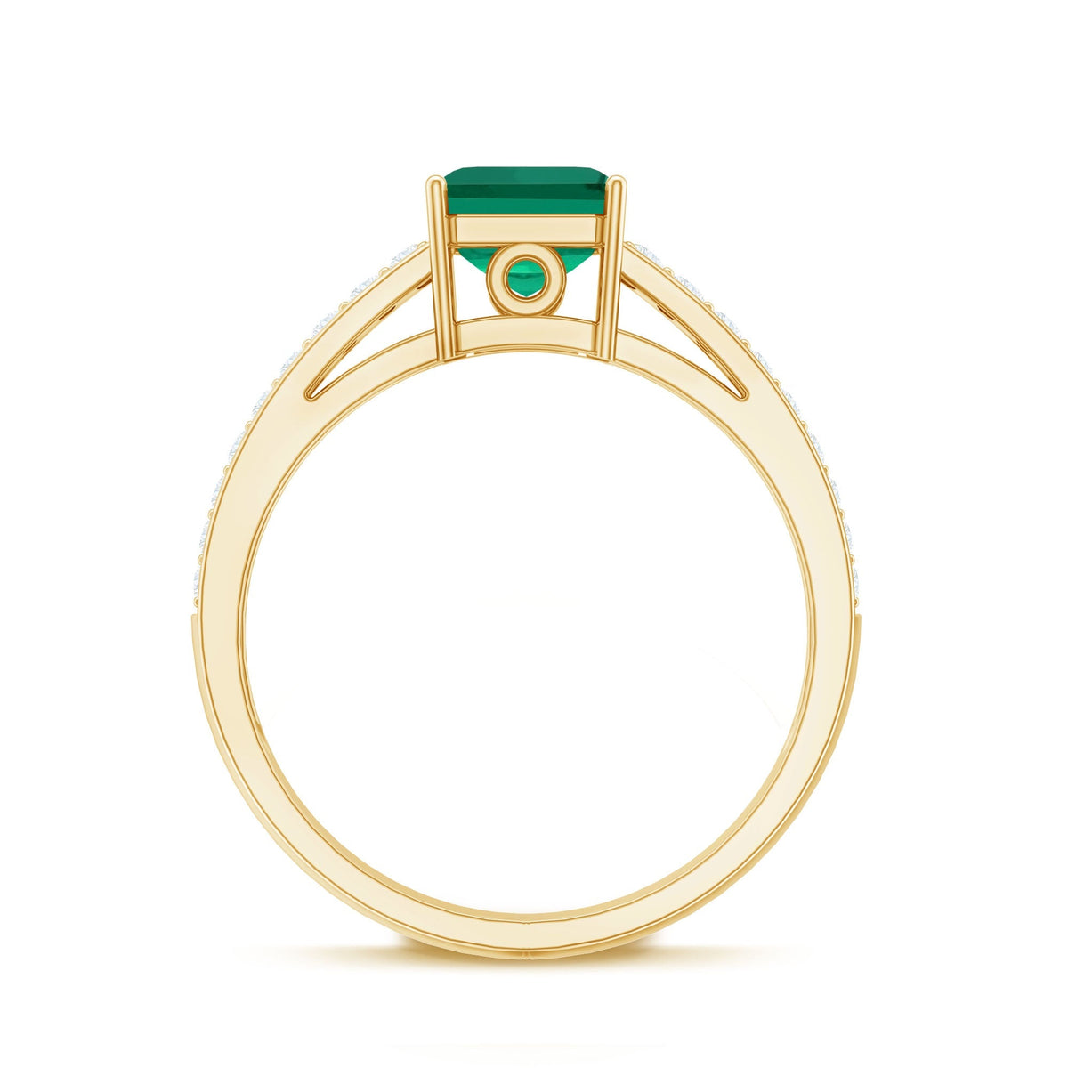 Princess Cut Emerald Ring – 6 Carat Lab Created Emerald with Diamond Side Stones