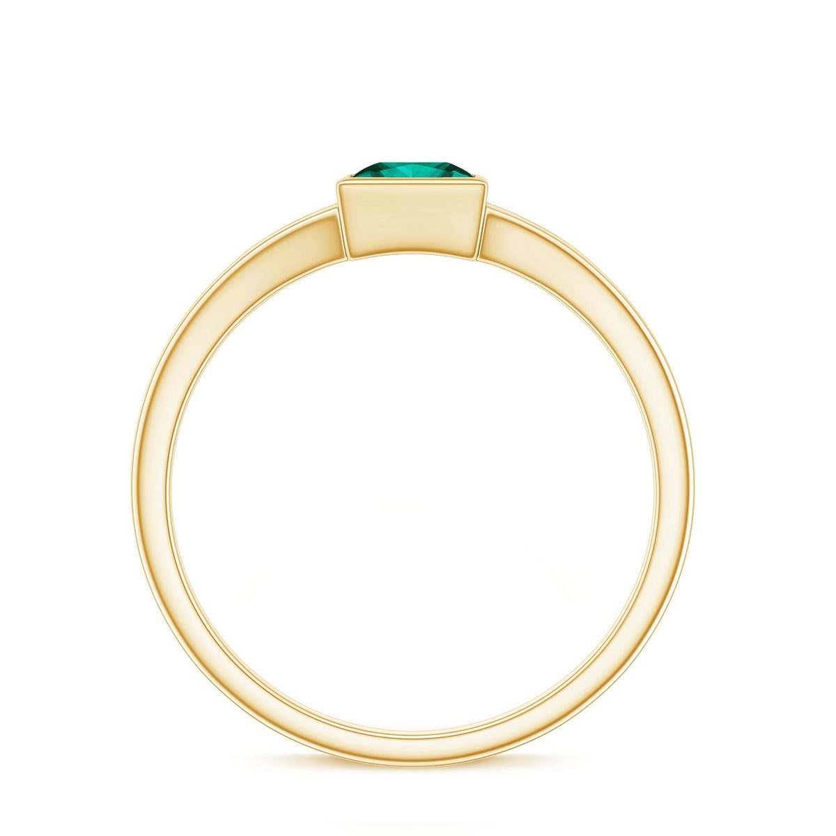 Princess Cut Emerald Ring – Lab Grown Emerald Solitaire with Split Shank Design