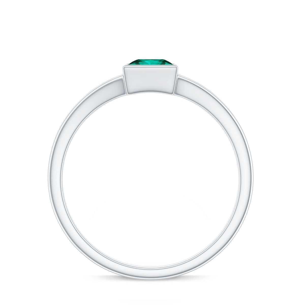 Princess Cut Emerald Ring – Lab Grown Emerald Solitaire with Split Shank Design