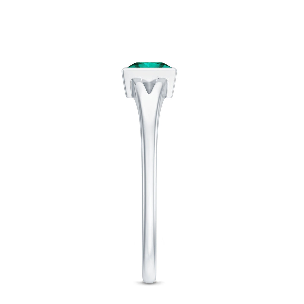 Princess Cut Emerald Ring – Lab Grown Emerald Solitaire with Split Shank Design