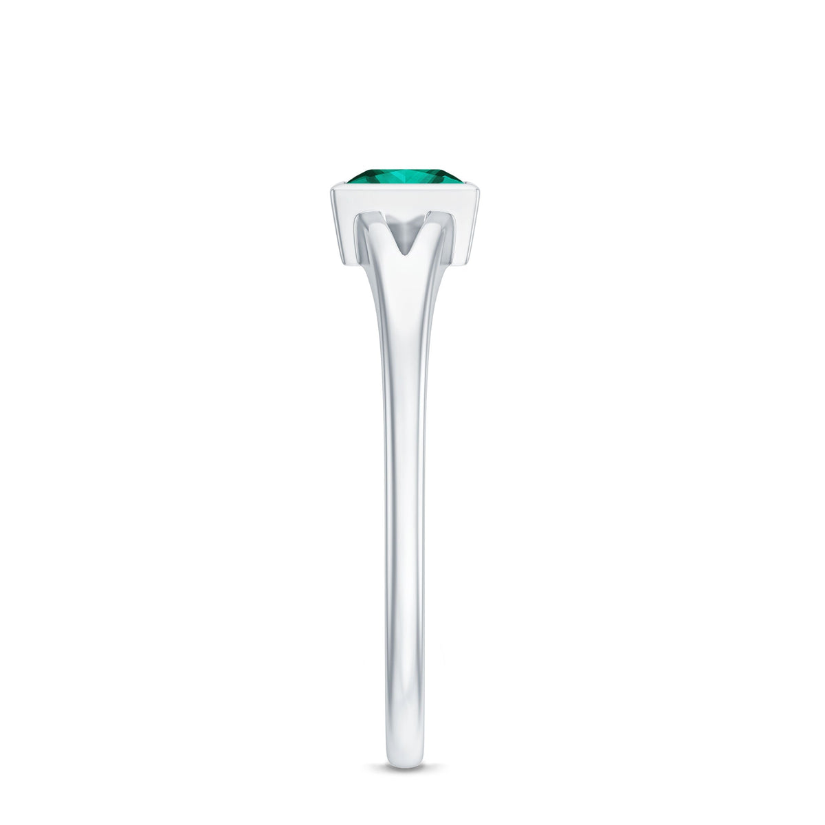 Princess Cut Emerald Ring – Lab Grown Emerald Solitaire with Split Shank Design