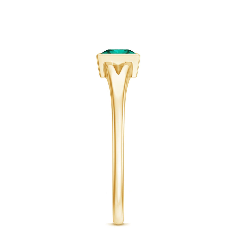 Princess Cut Emerald Ring – Lab Grown Emerald Solitaire with Split Shank Design