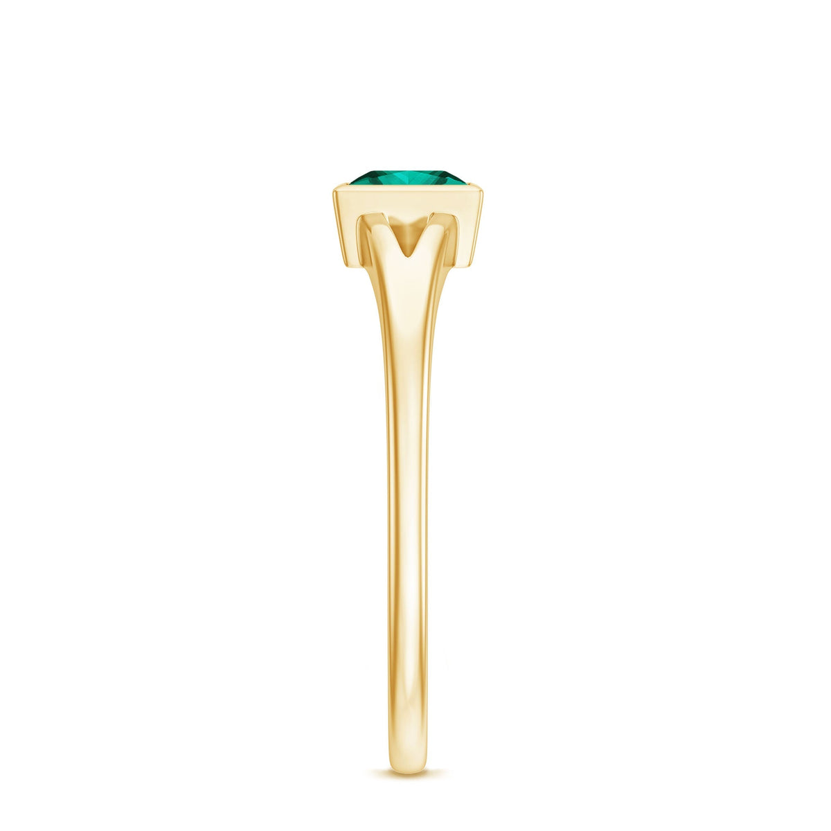 Princess Cut Emerald Ring – Lab Grown Emerald Solitaire with Split Shank Design