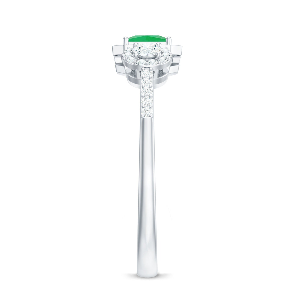 Princess Cut Emerald Ring – Vintage Engagement Band with Diamond Accents