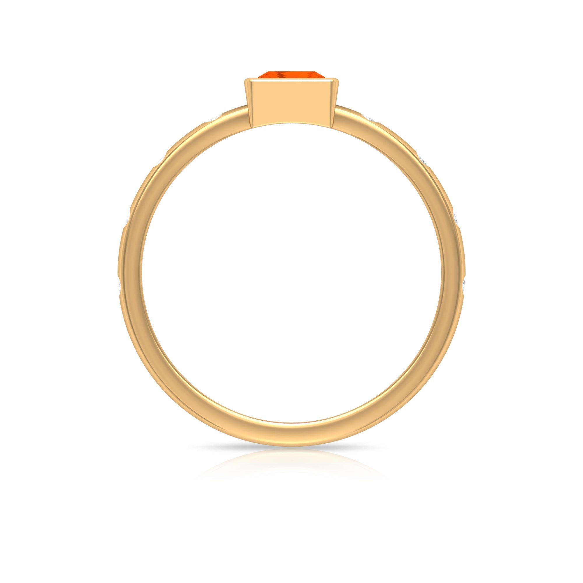 Princess Cut Fire Opal Solitaire Promise Ring with Diamonds