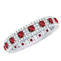 Princess Cut Lab Created Ruby Wedding Band with Diamonds