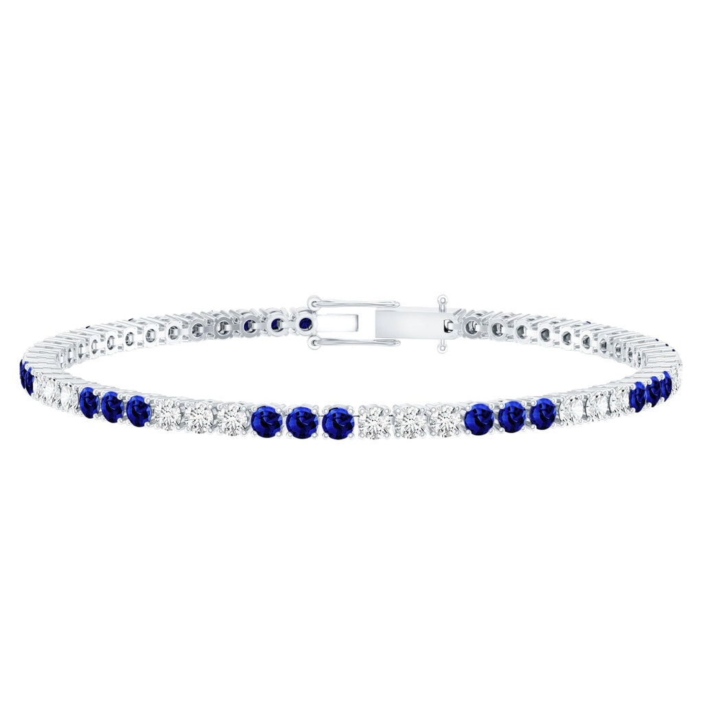 Prong Set Lab Grown Diamond Sapphire Eternity Tennis Bracelet