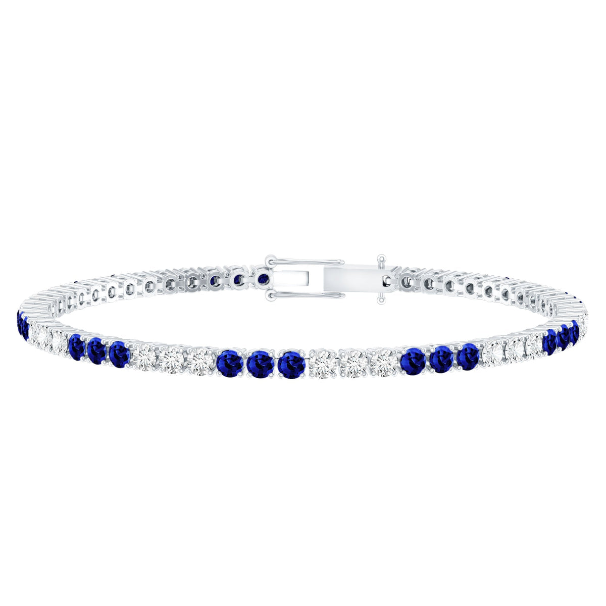 Prong Set Lab Grown Diamond Sapphire Eternity Tennis Bracelet