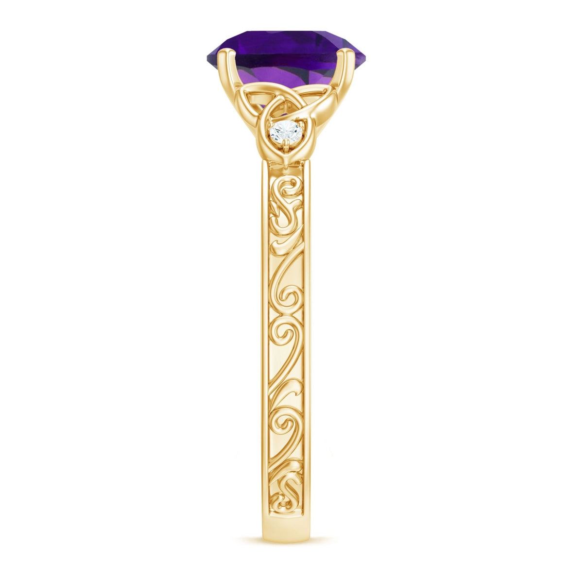 Real 1.2 Carat Amethyst Diamond Engagement Ring with Celtic Knot