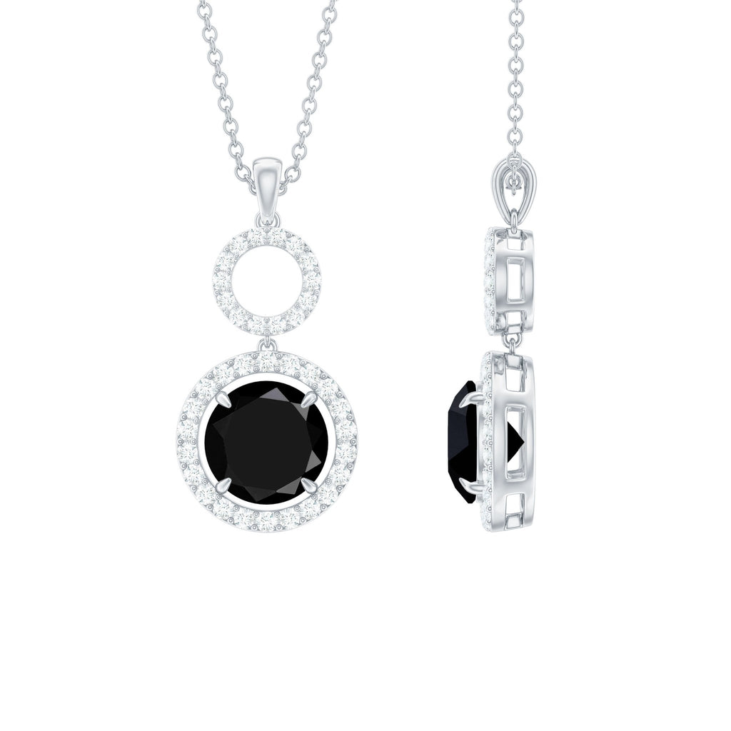 Real 2.6 Carat Black Spinel Drop Pendant Necklace with Diamond