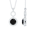 Real 2.6 Carat Black Spinel Drop Pendant Necklace with Diamond