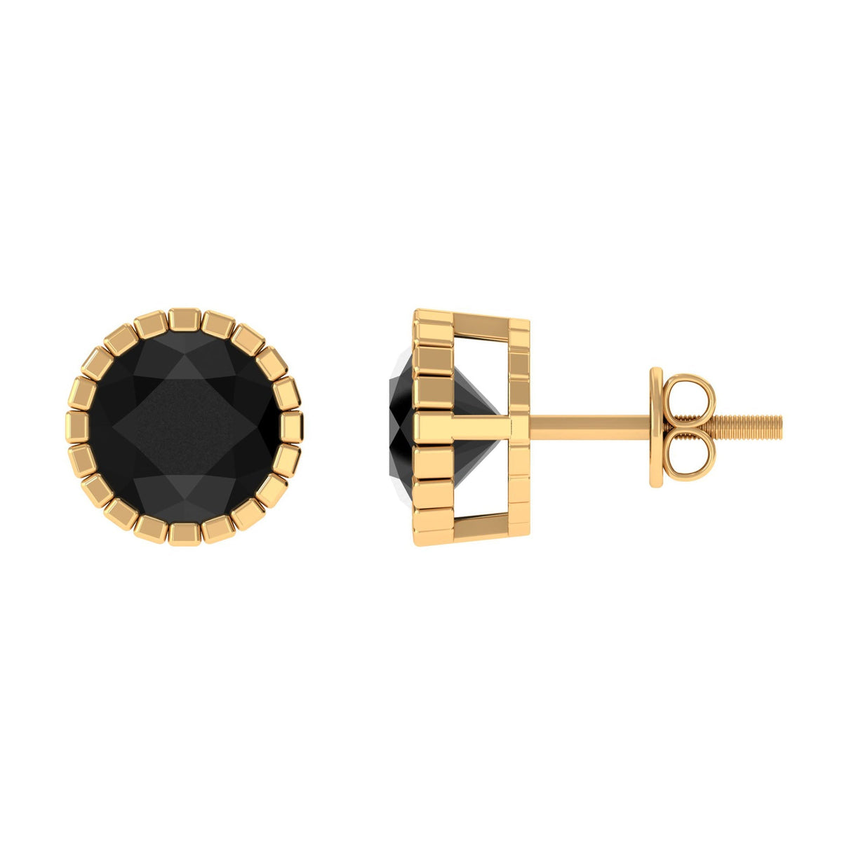 Real 3 Carat Round Shape Black Spinel Stud Earrings with Certificate
