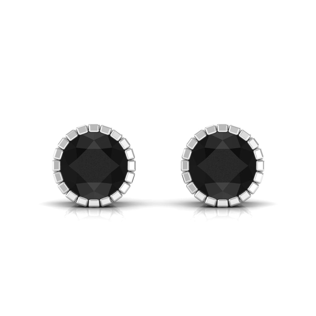 Real 3 Carat Round Shape Black Spinel Stud Earrings with Certificate