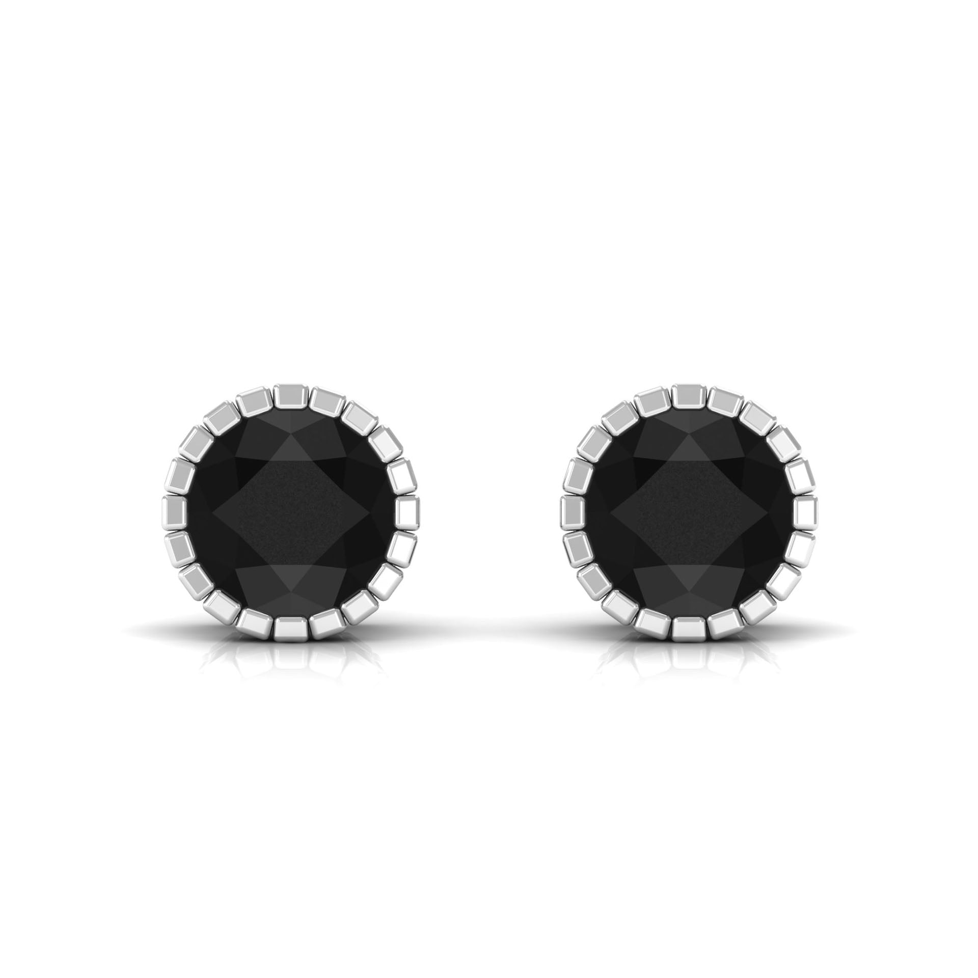 Real 3 Carat Round Shape Black Spinel Stud Earrings with Certificate
