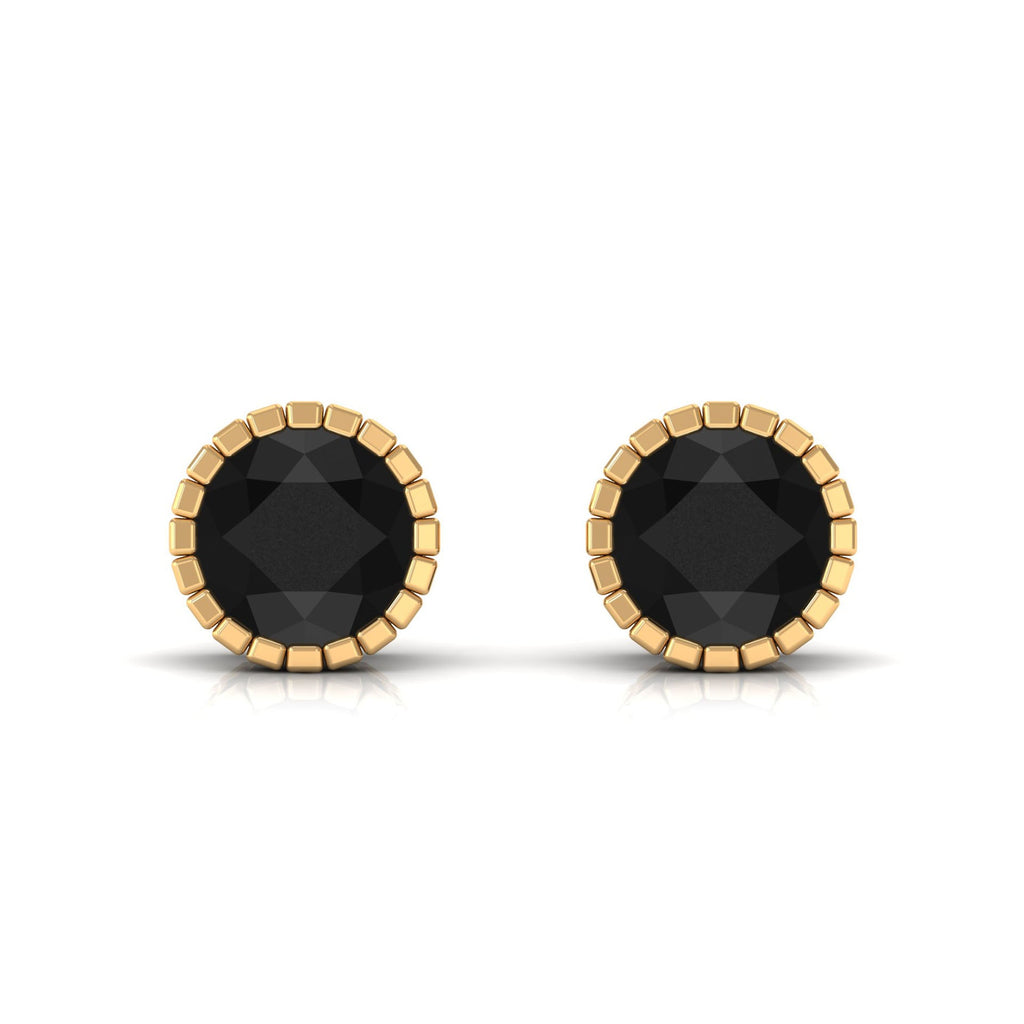 Real 3 Carat Round Shape Black Spinel Stud Earrings with Certificate