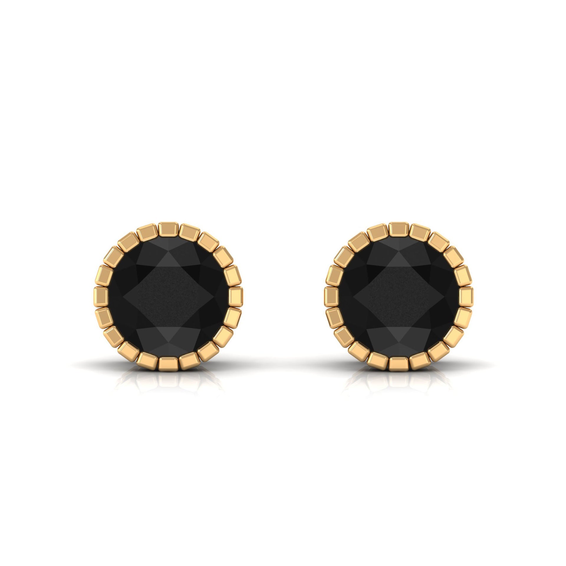 Real 3 Carat Round Shape Black Spinel Stud Earrings with Certificate