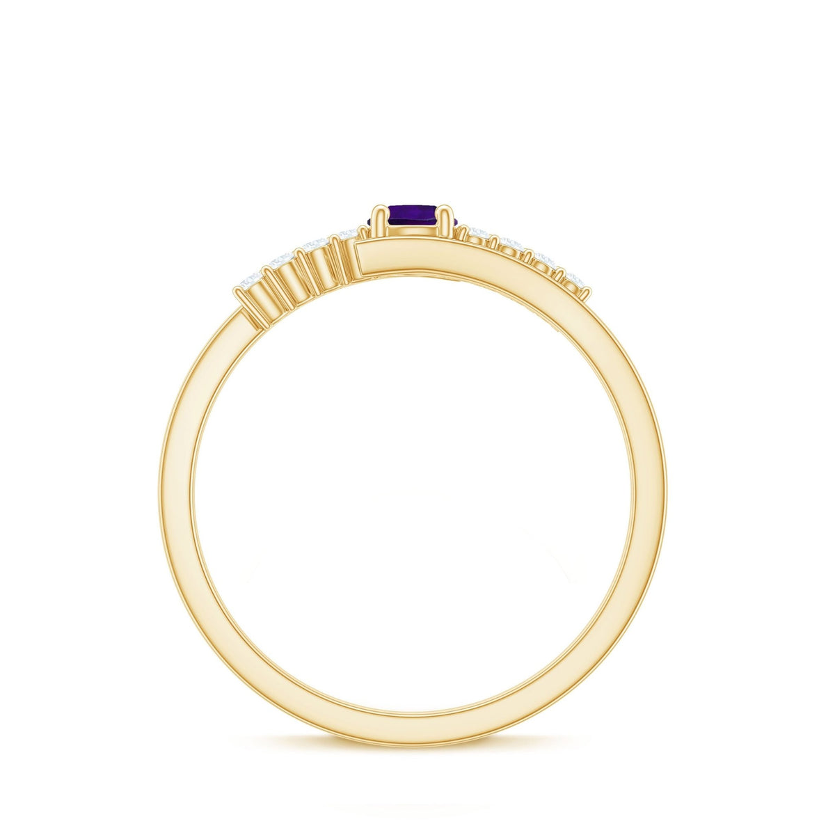 Real Amethyst and Diamond Bypass Promise Ring with Certificate