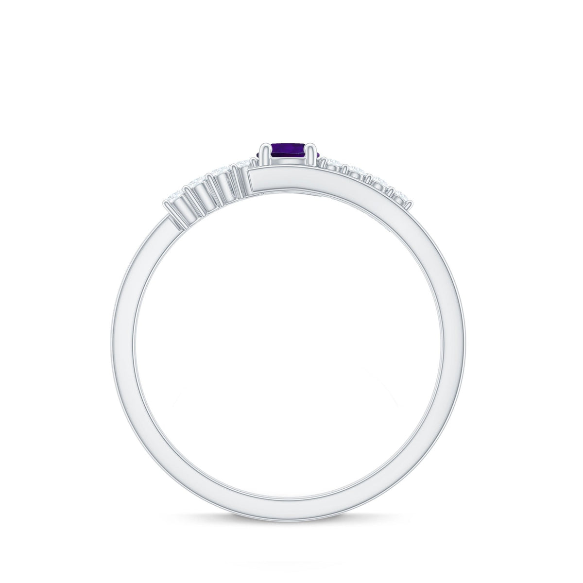 Real Amethyst and Diamond Bypass Promise Ring with Certificate