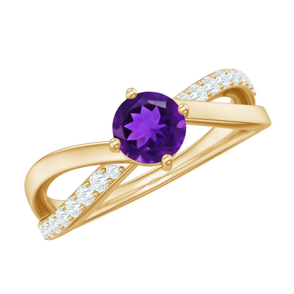 Real Amethyst Diamond Infinity Engagement Ring for Women