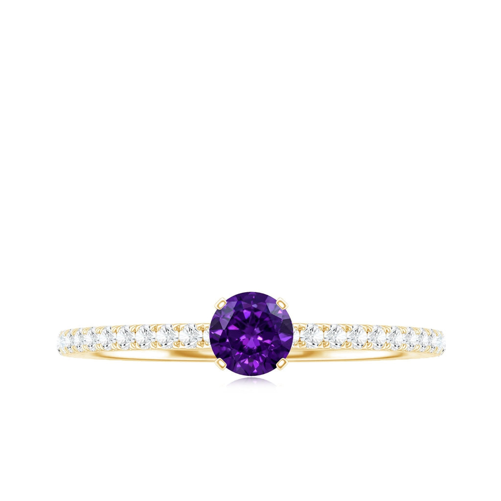 Real Amethyst Diamond Promise Ring for Women