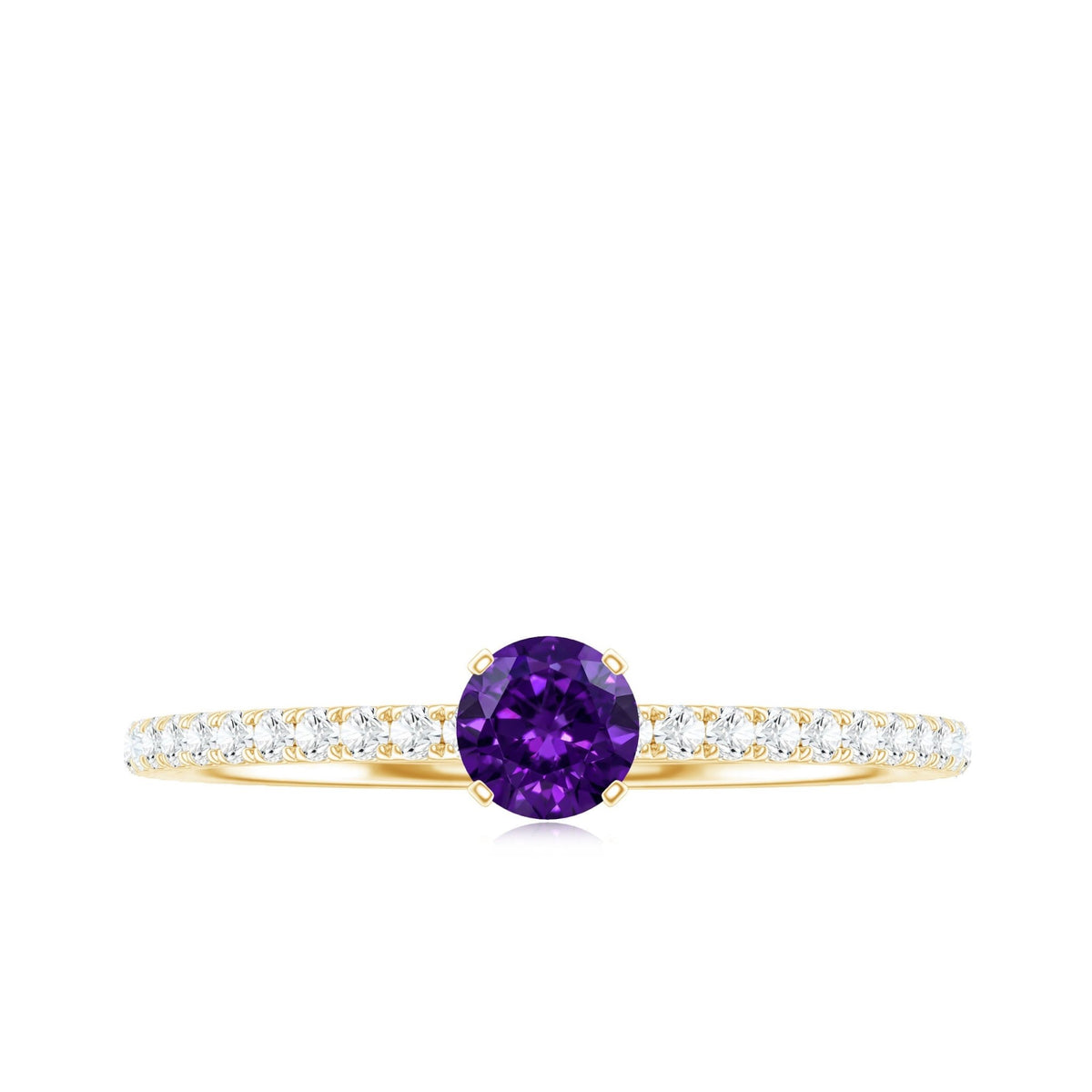 Real Amethyst Diamond Promise Ring for Women
