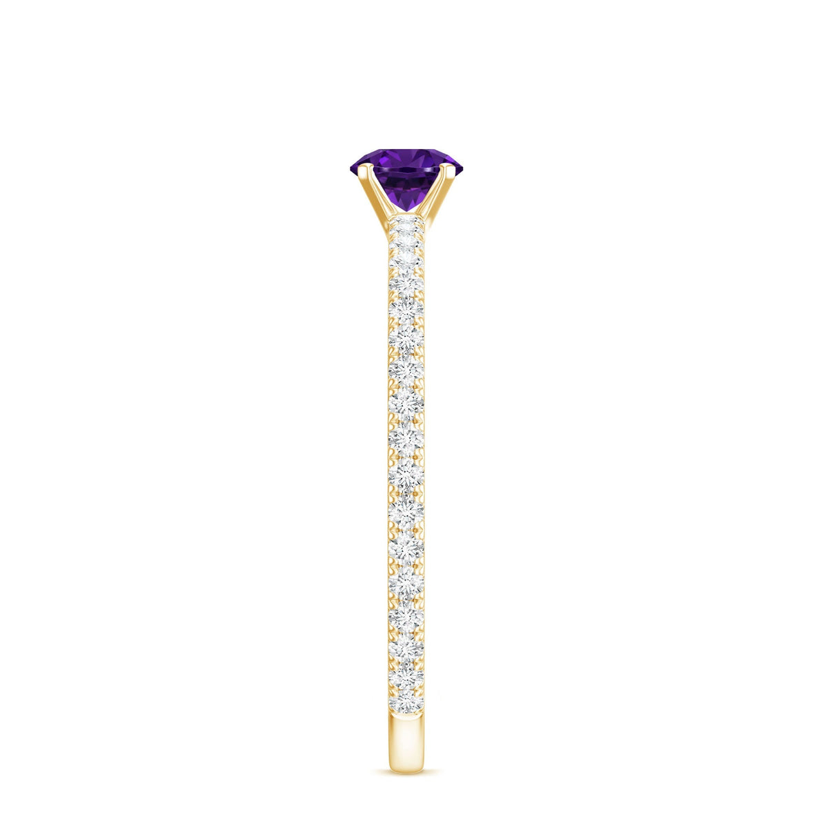 Real Amethyst Diamond Promise Ring for Women