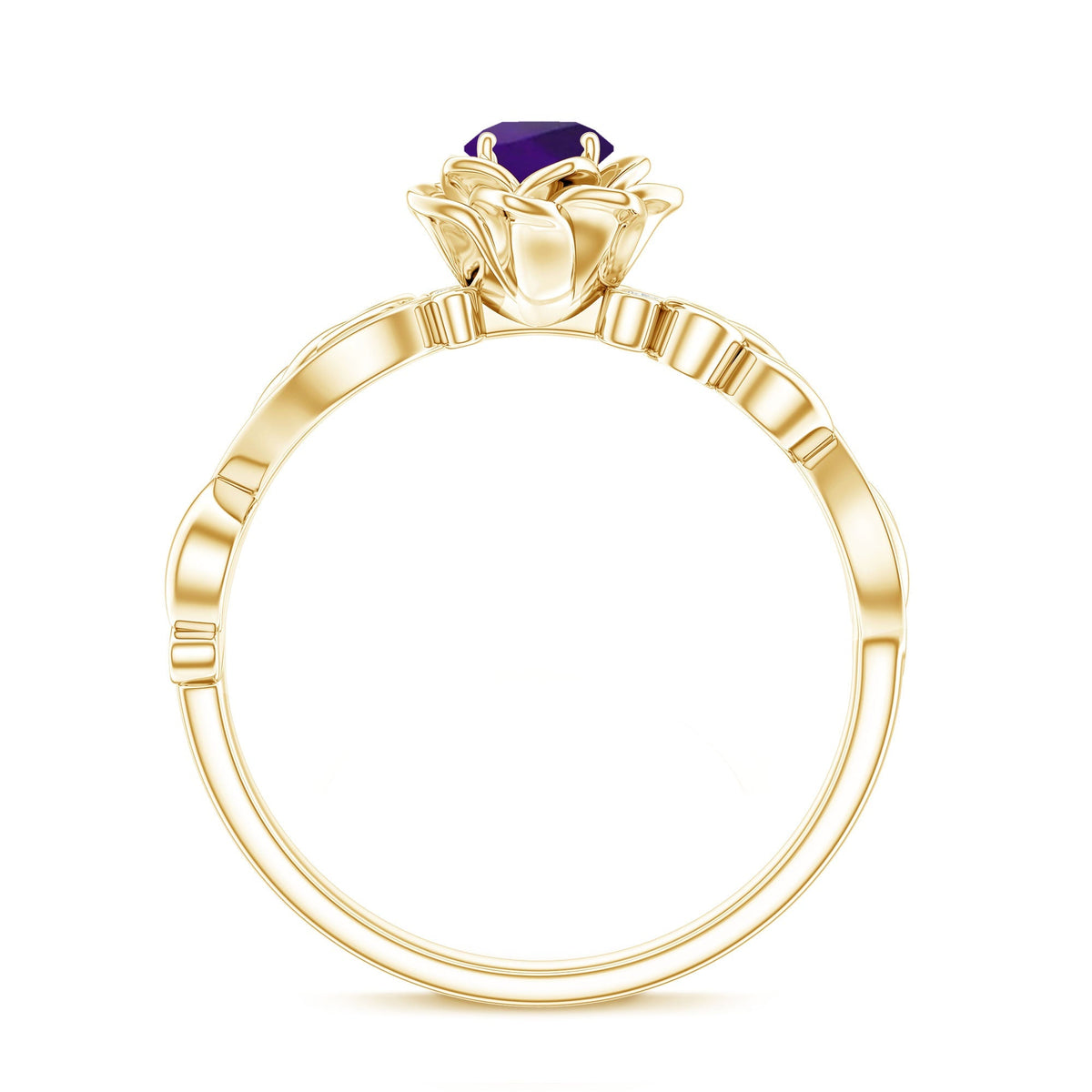 Real Amethyst Nature Inspired Engagement Ring With Diamond