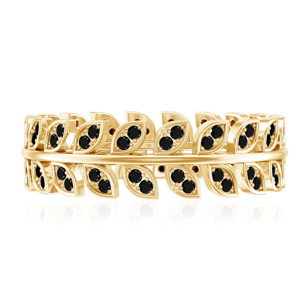 Real Black Onyx Leaf Wedding Band for Women