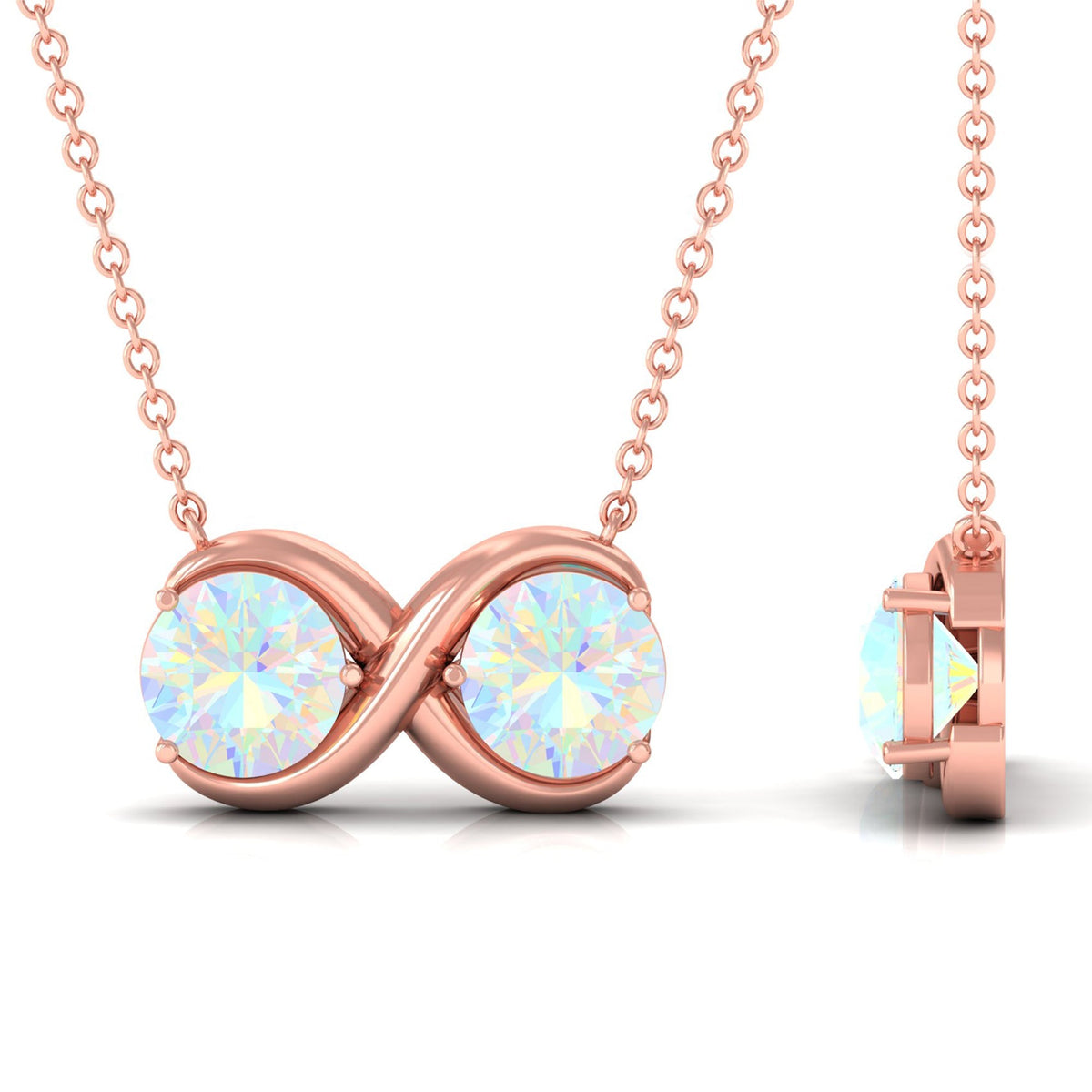 Real Ethiopian Opal 2 Stone Infinity Necklace for Women