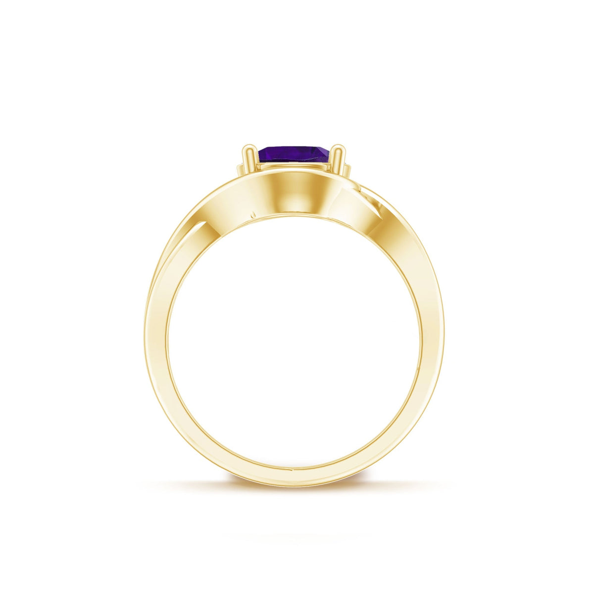Real February Birthstone Amethyst Promise Ring with Crossover Shank