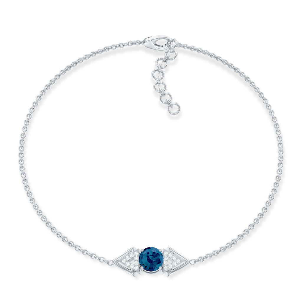 Real London Blue Topaz and Diamond Chain Bracelet