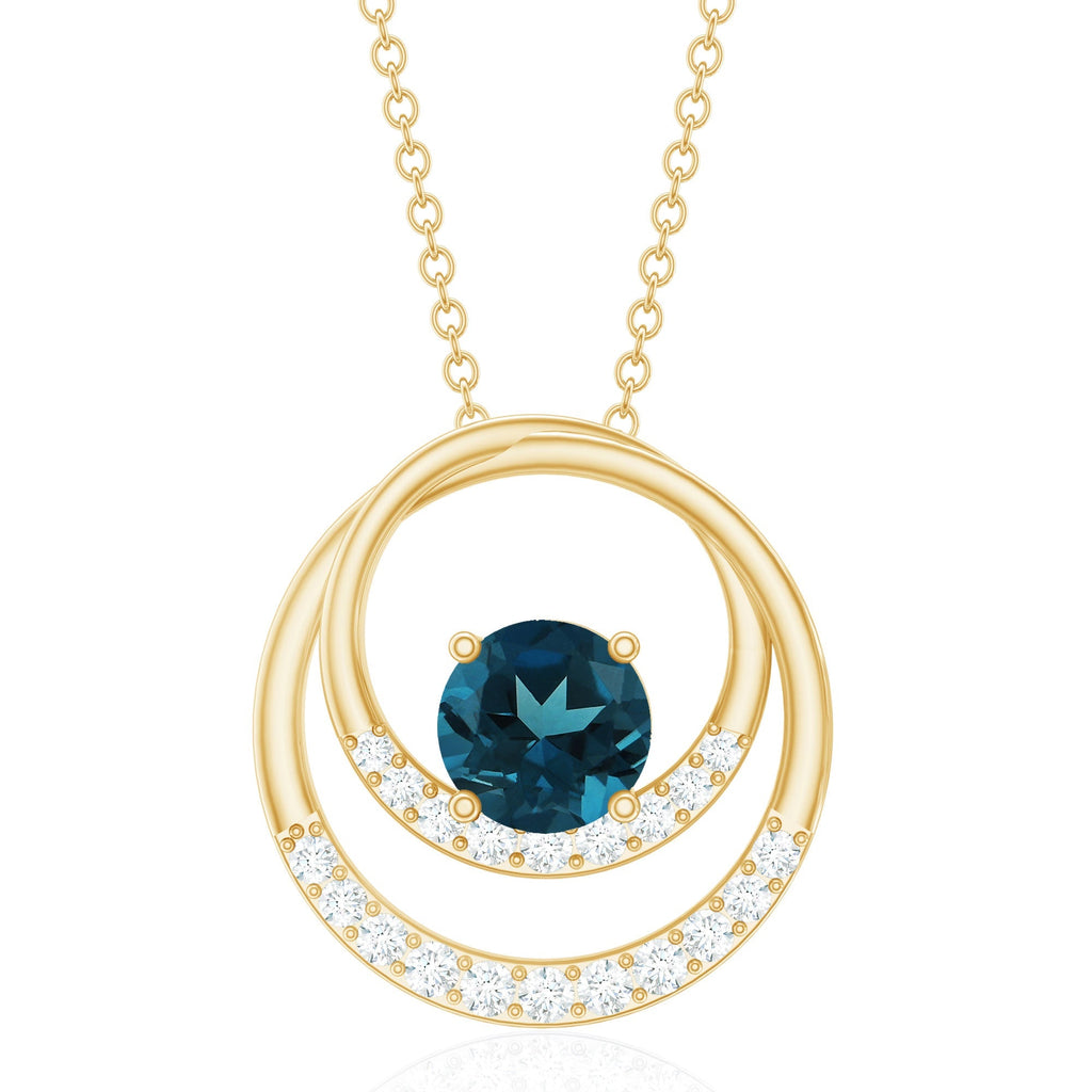 Real London Blue Topaz and Diamond Promise Necklace