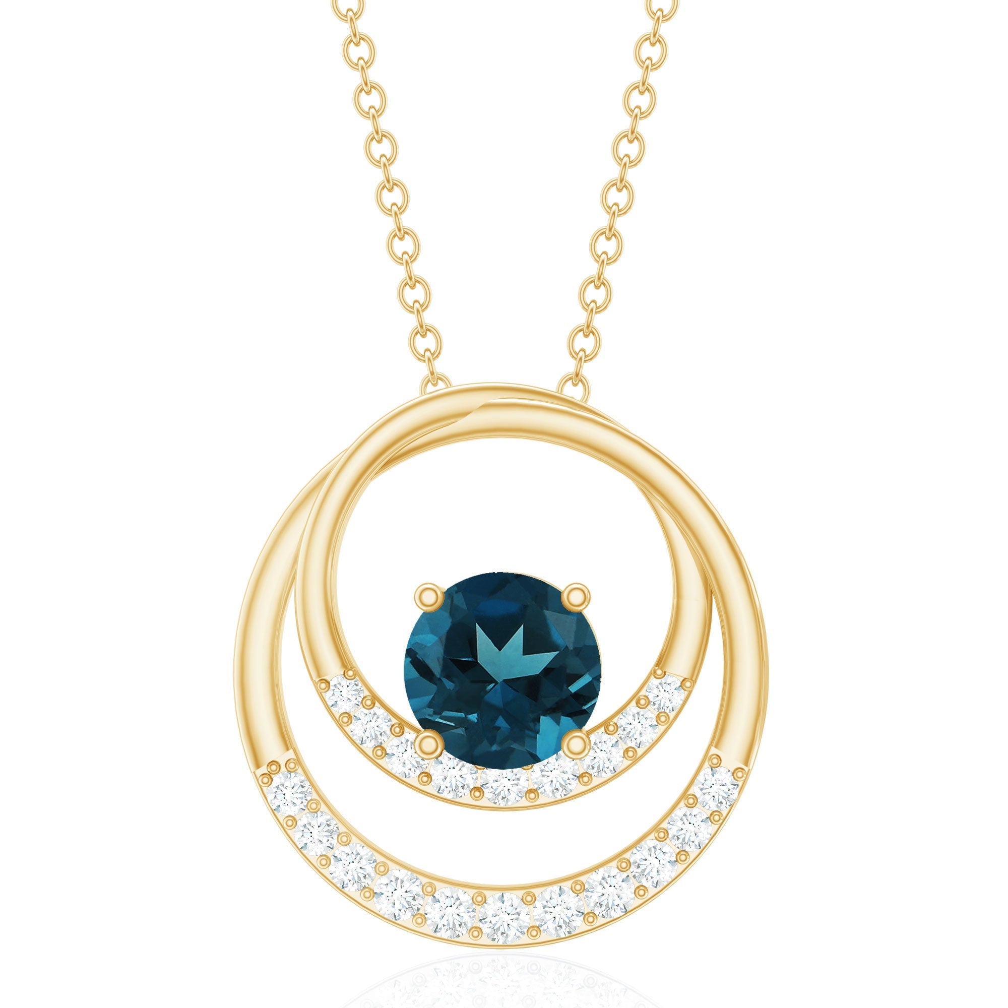 Real London Blue Topaz and Diamond Promise Necklace