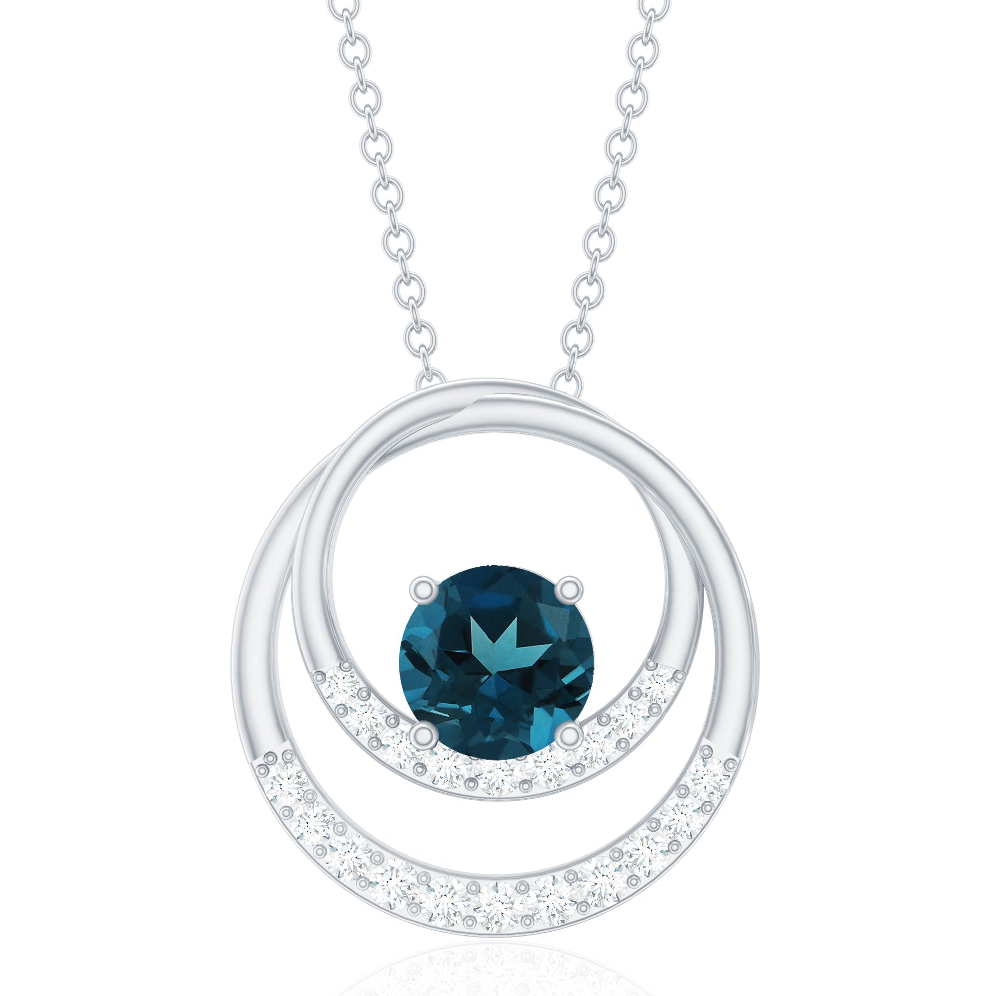 Real London Blue Topaz and Diamond Promise Necklace