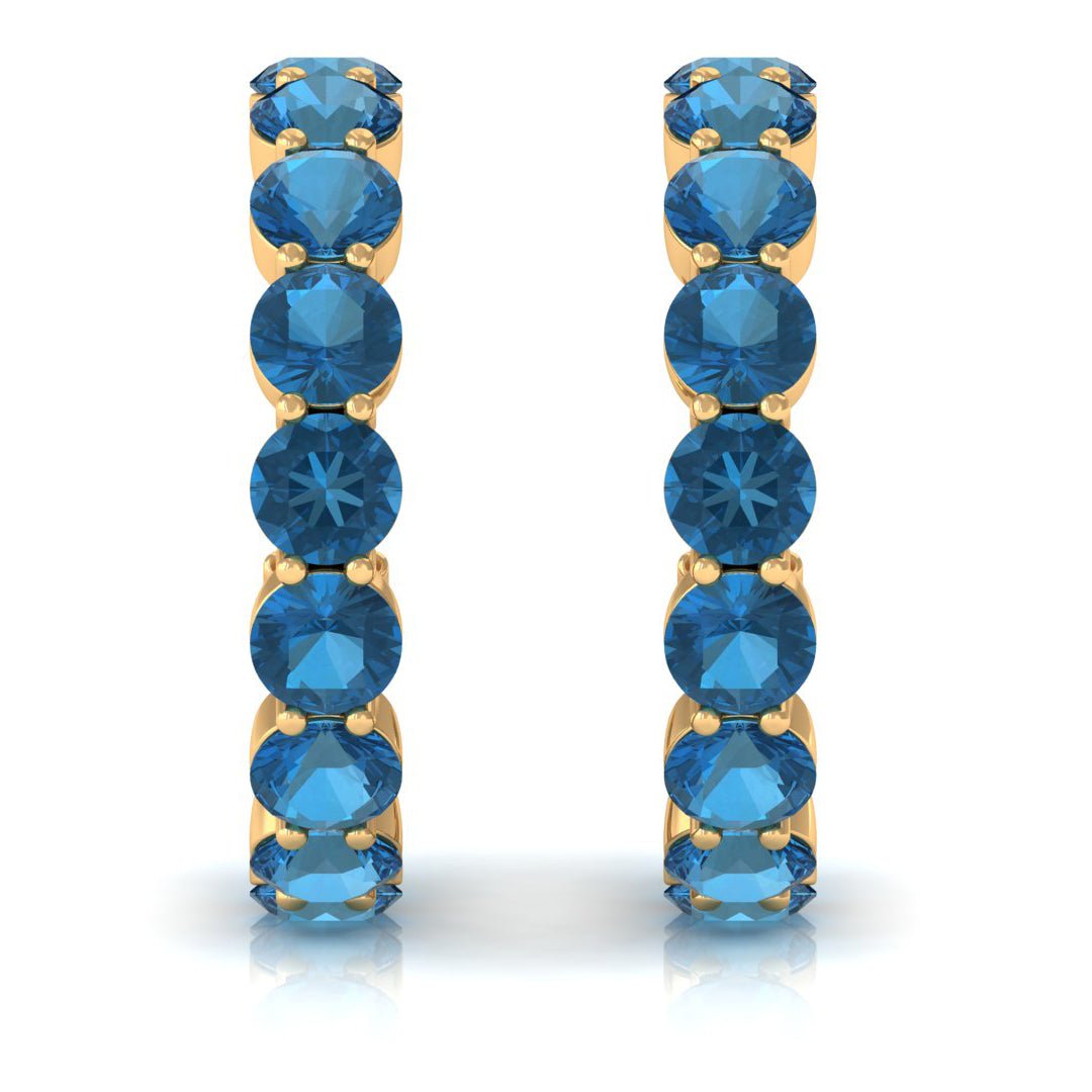 Real London Blue Topaz Hoop Earrings For Women
