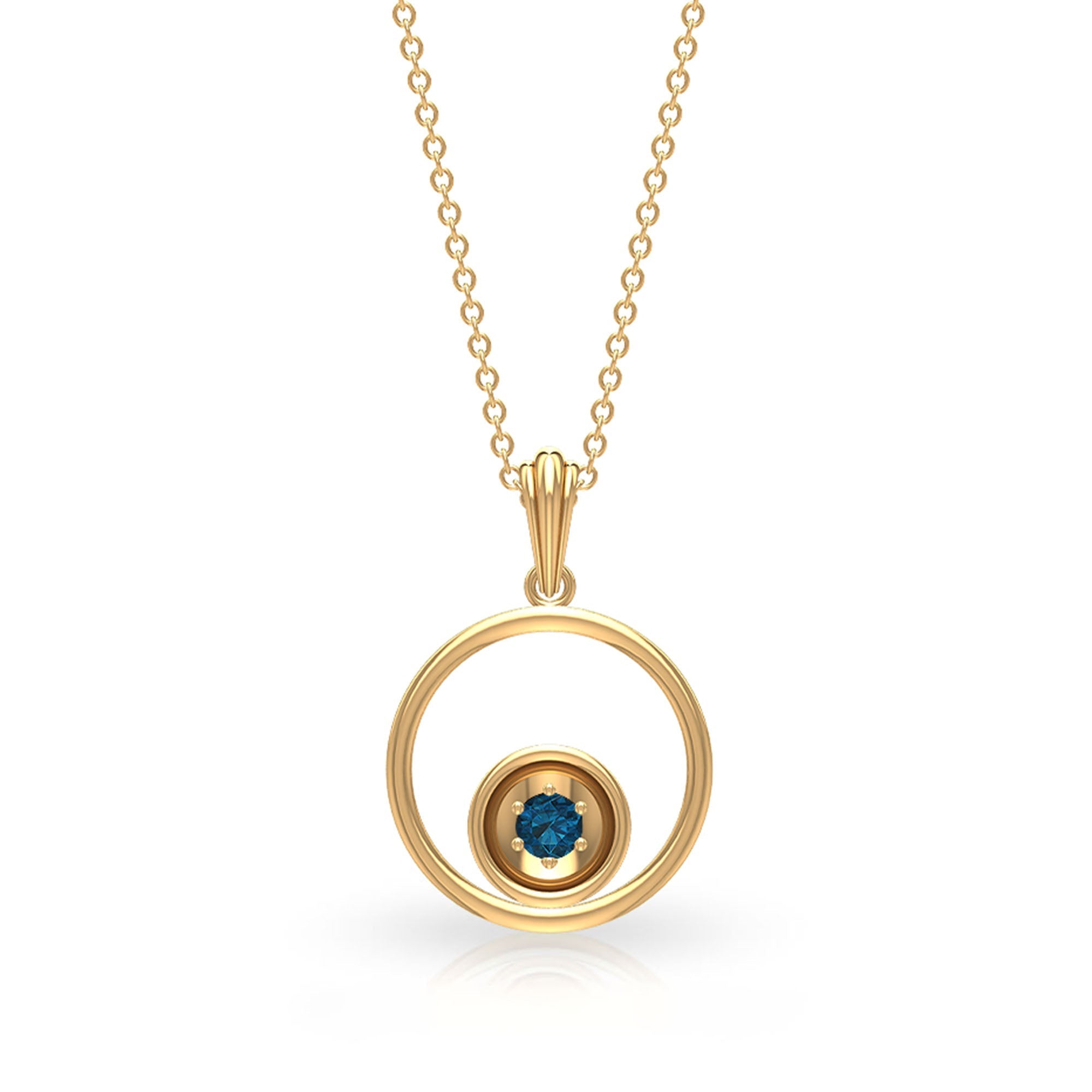 Real London Blue Topaz Open Circle Necklace with Certificate