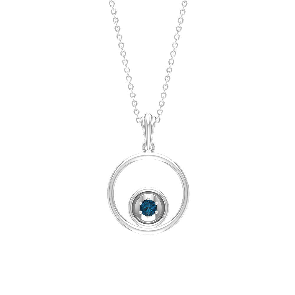 Real London Blue Topaz Open Circle Necklace with Certificate