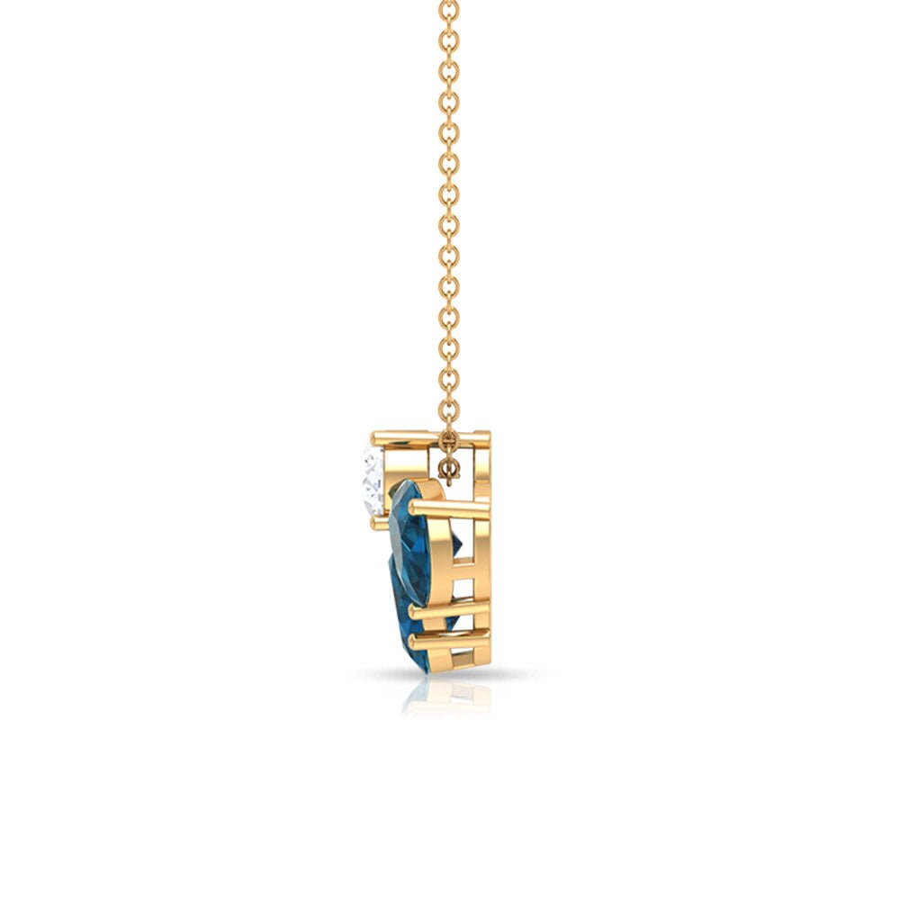 Real Pear Cut London Blue Topaz Flower Necklace
