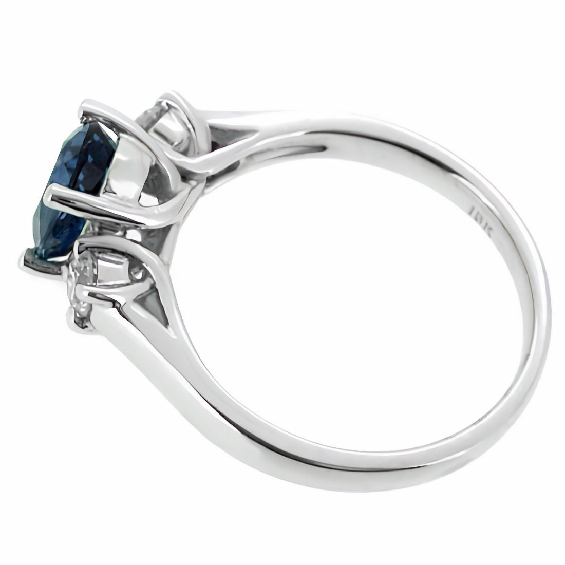 Blue Sapphire Engagement Ring – 14kt Solid Gold Oval Cut Sapphire with Diamond Side Stones
