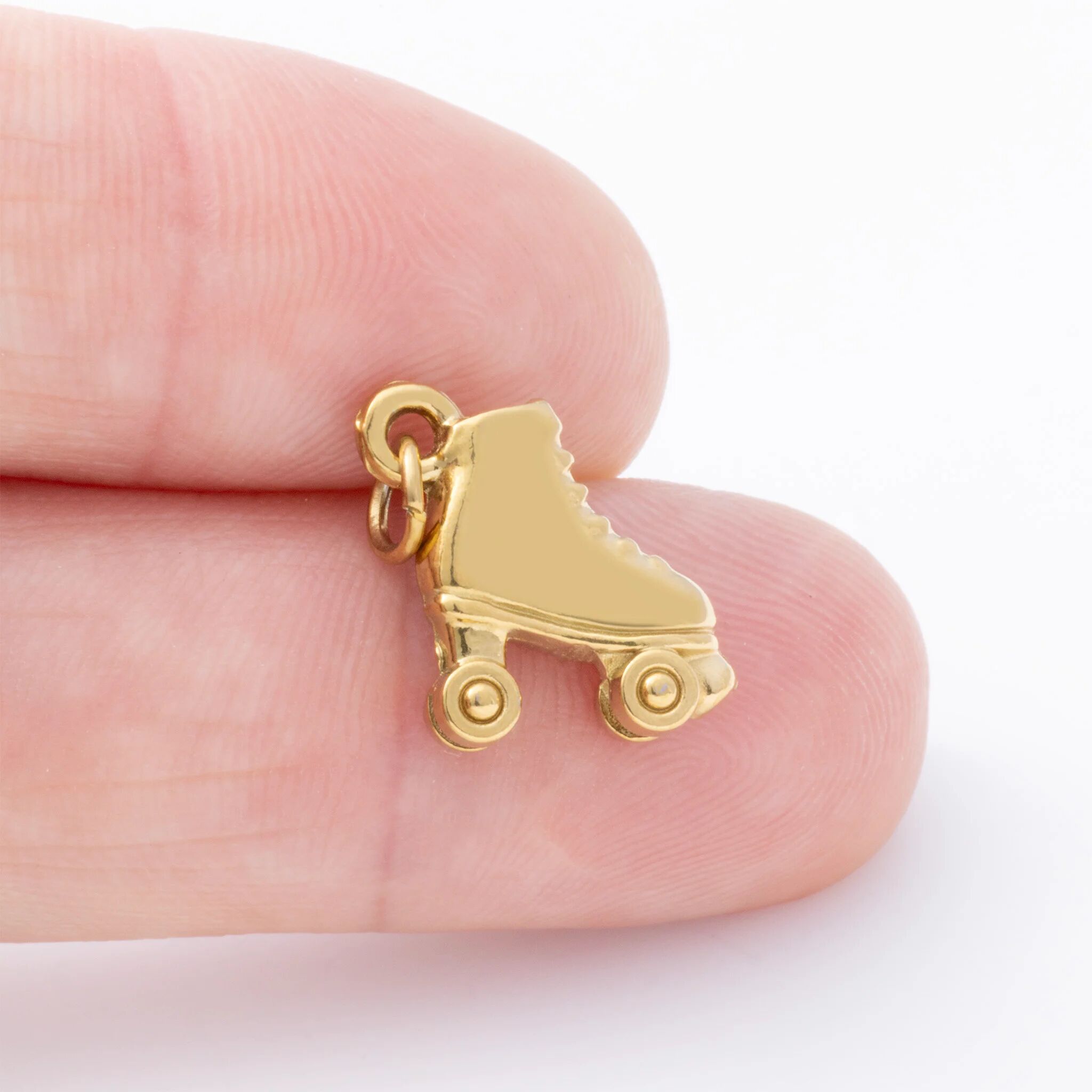 Roller Skate Charm – Gold Plated Charm Necklace Pendant | Lightweight 316L Stainless Steel - Charms | Sunflower Soul Boutique