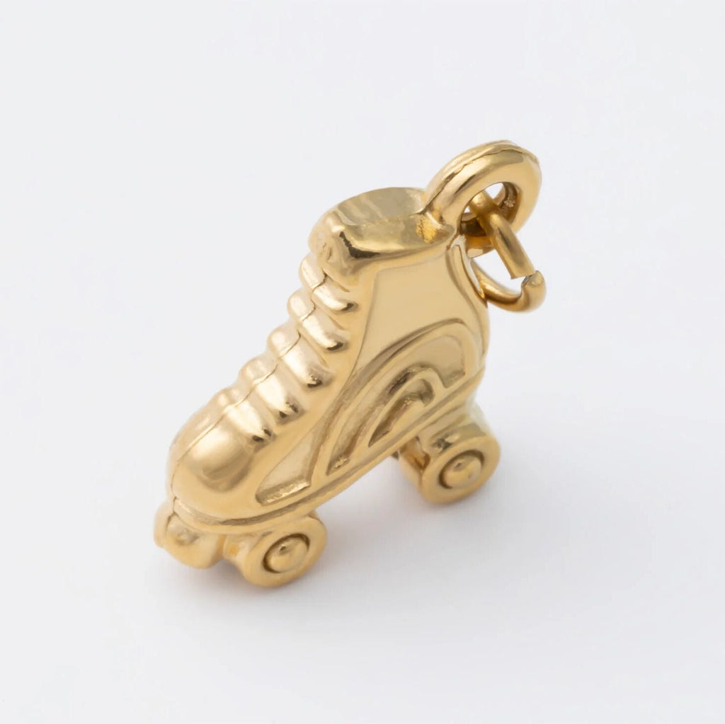 Roller Skate Charm – Gold Plated Charm Necklace Pendant | Lightweight 316L Stainless Steel - Charms | Sunflower Soul Boutique