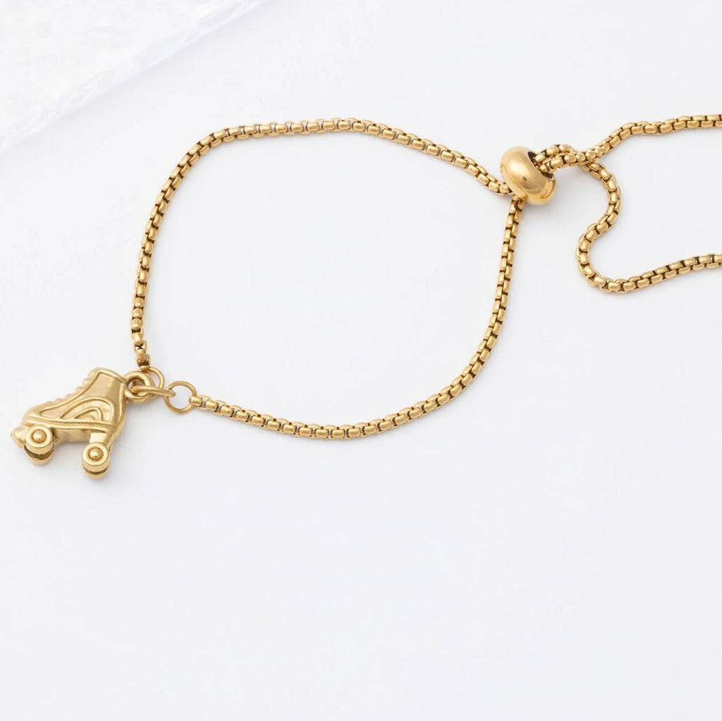 Roller Skate Charm – Gold Plated Charm Necklace Pendant | Lightweight 316L Stainless Steel - Charms | Sunflower Soul Boutique