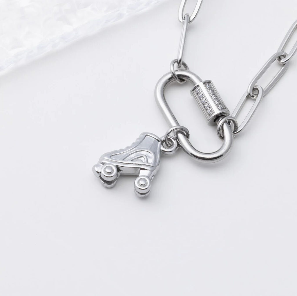 Roller Skate Charm – Gold Plated Charm Necklace Pendant | Lightweight 316L Stainless Steel - Charms | Sunflower Soul Boutique