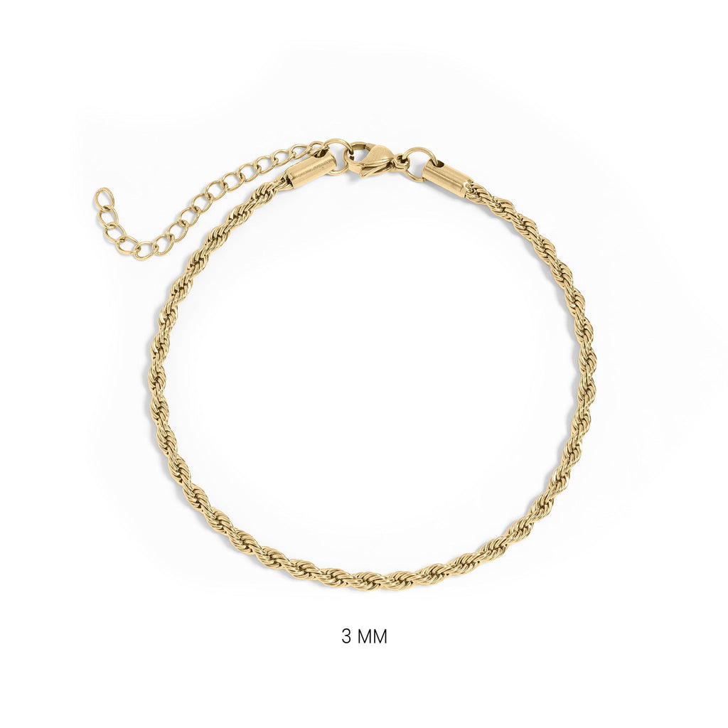 Rope Chain Bracelet – 18K Gold Durable Stainless Steel PVD Coated Jewelry - Bracelets | Sunflower Soul Boutique
