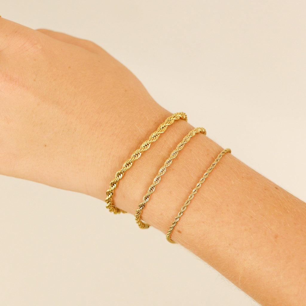 Rope Chain Bracelet – 18K Gold Durable Stainless Steel PVD Coated Jewelry - Bracelets | Sunflower Soul Boutique