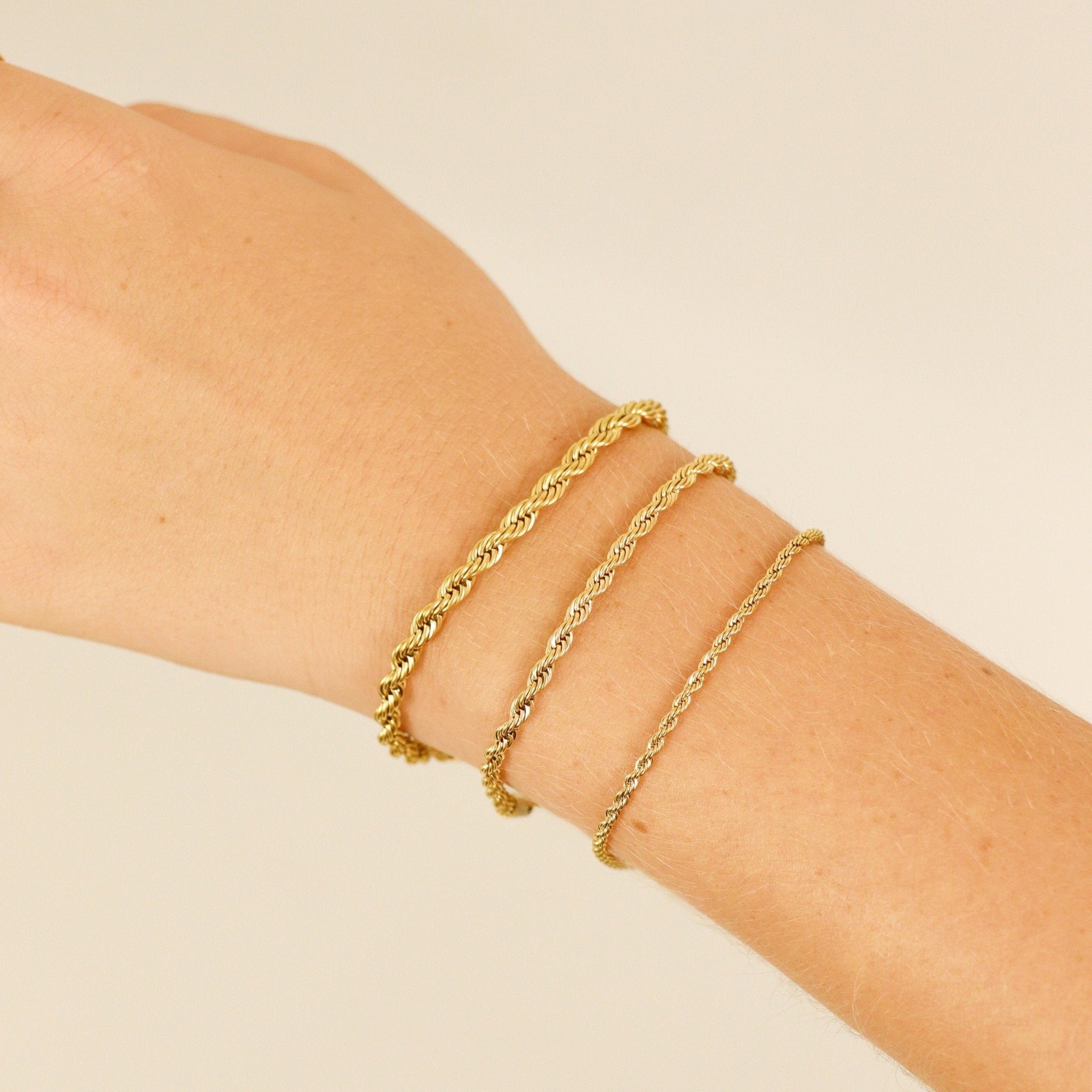 Rope Chain Bracelet – 18K Gold Durable Stainless Steel PVD Coated Jewelry - Bracelets | Sunflower Soul Boutique