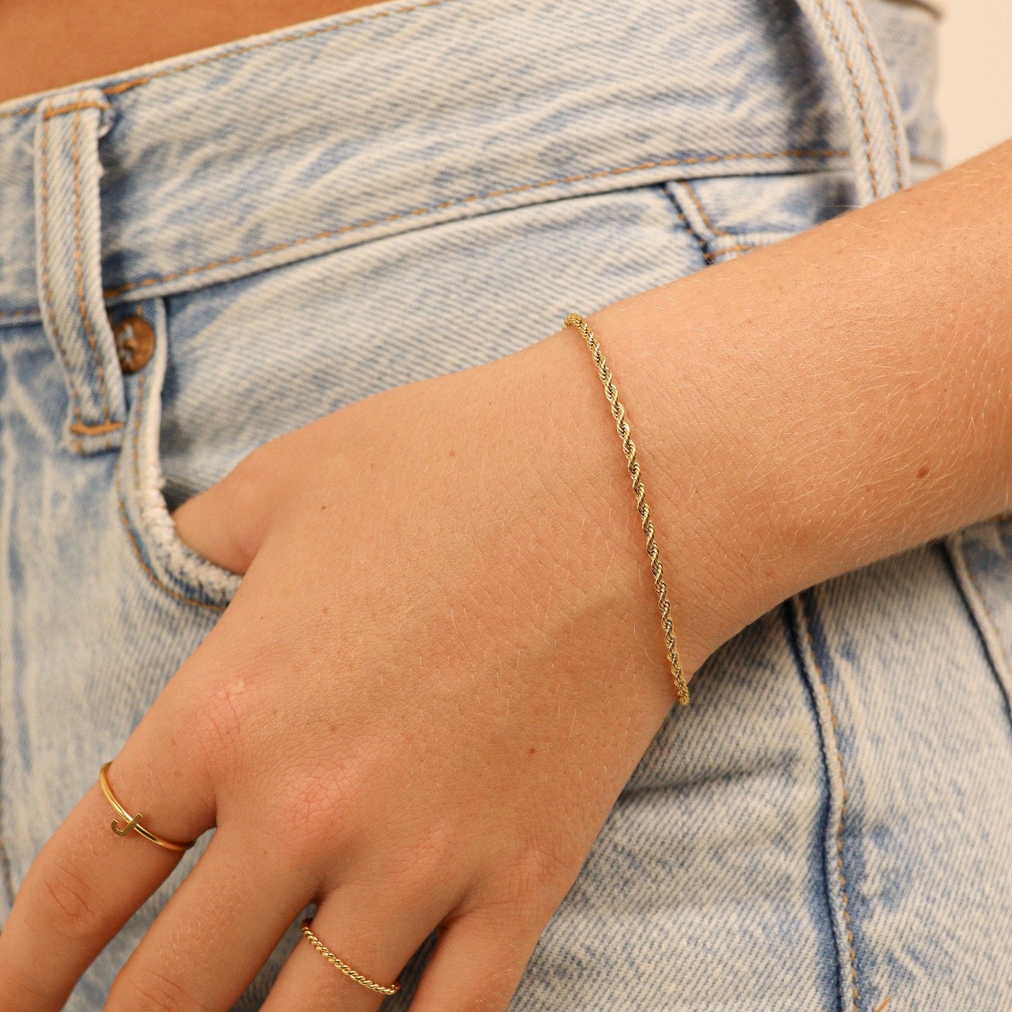 Rope Chain Bracelet – 18K Gold Durable Stainless Steel PVD Coated Jewelry - Bracelets | Sunflower Soul Boutique
