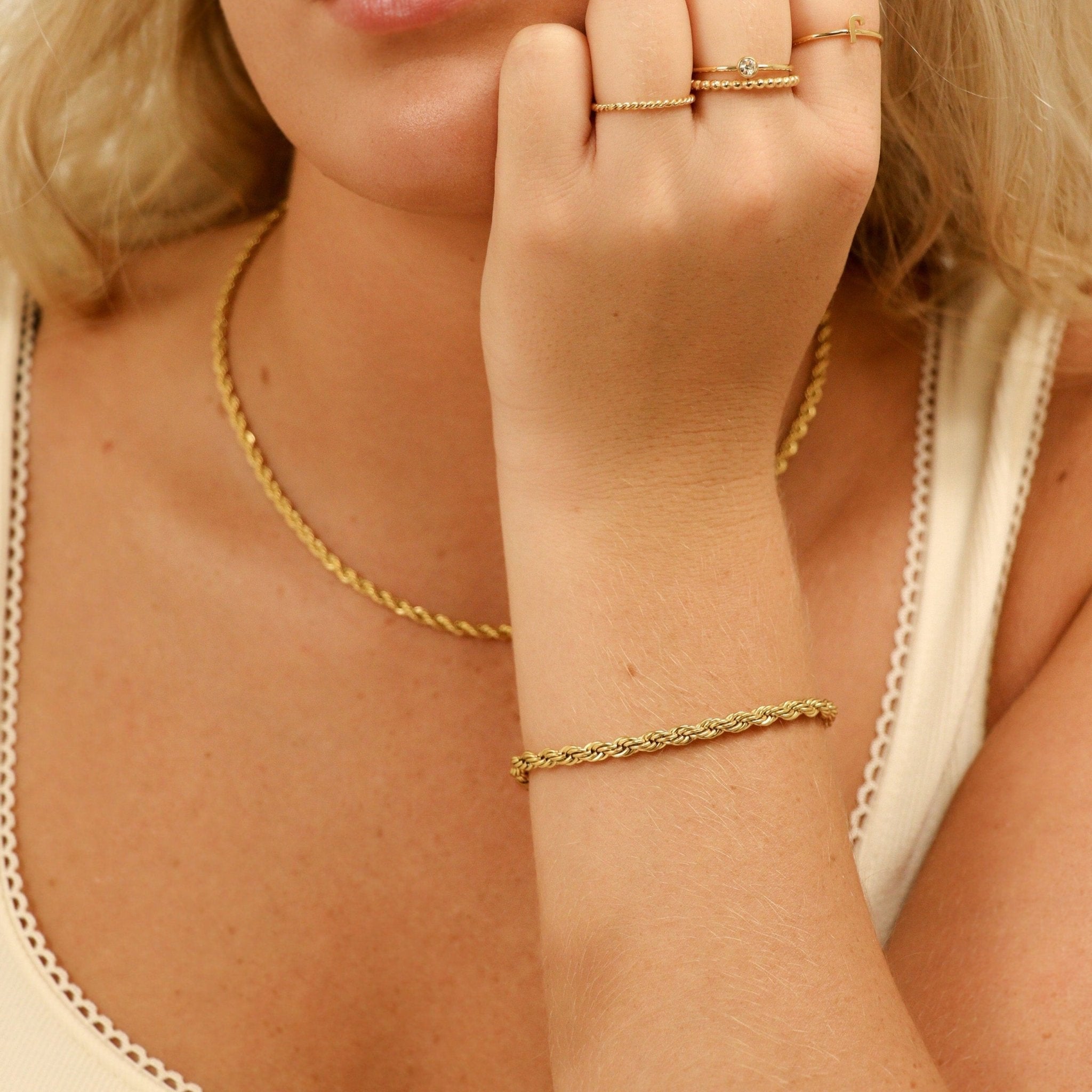 Rope Chain Bracelet – 18K Gold Durable Stainless Steel PVD Coated Jewelry - Bracelets | Sunflower Soul Boutique