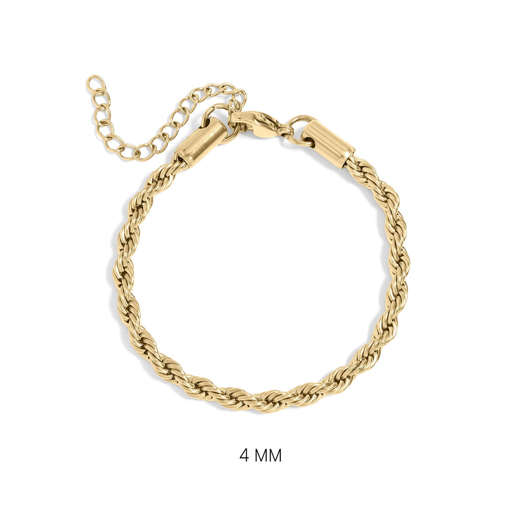 Rope Chain Bracelet – 18K Gold Durable Stainless Steel PVD Coated Jewelry - Bracelets | Sunflower Soul Boutique